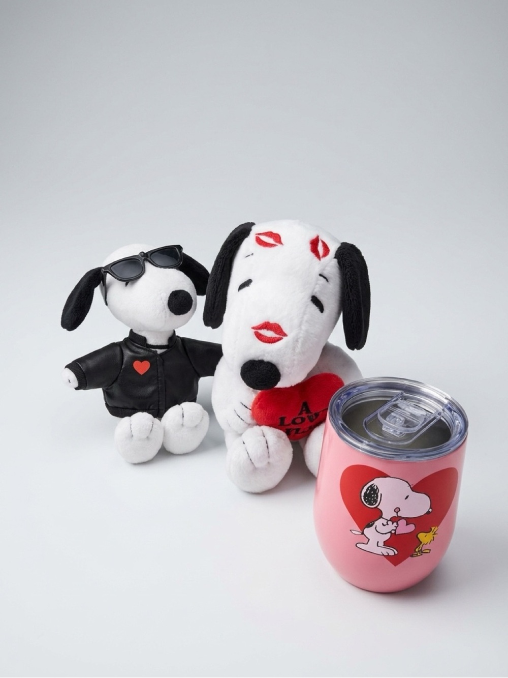 Peanuts Snoopy Plush Duo with Pink Heart Tumbler